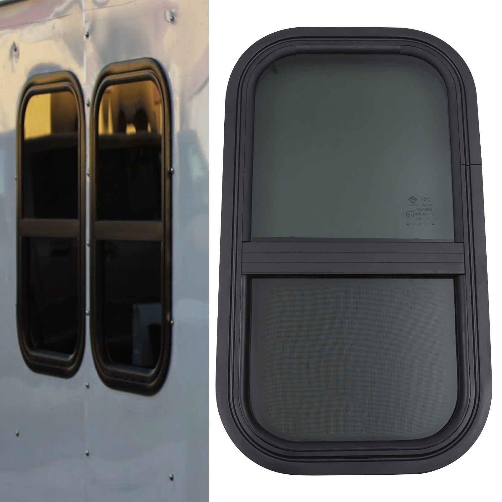12 x 22x Vertical Slider RV Window Cargo Trailer with Trim Rings & Screws Set US