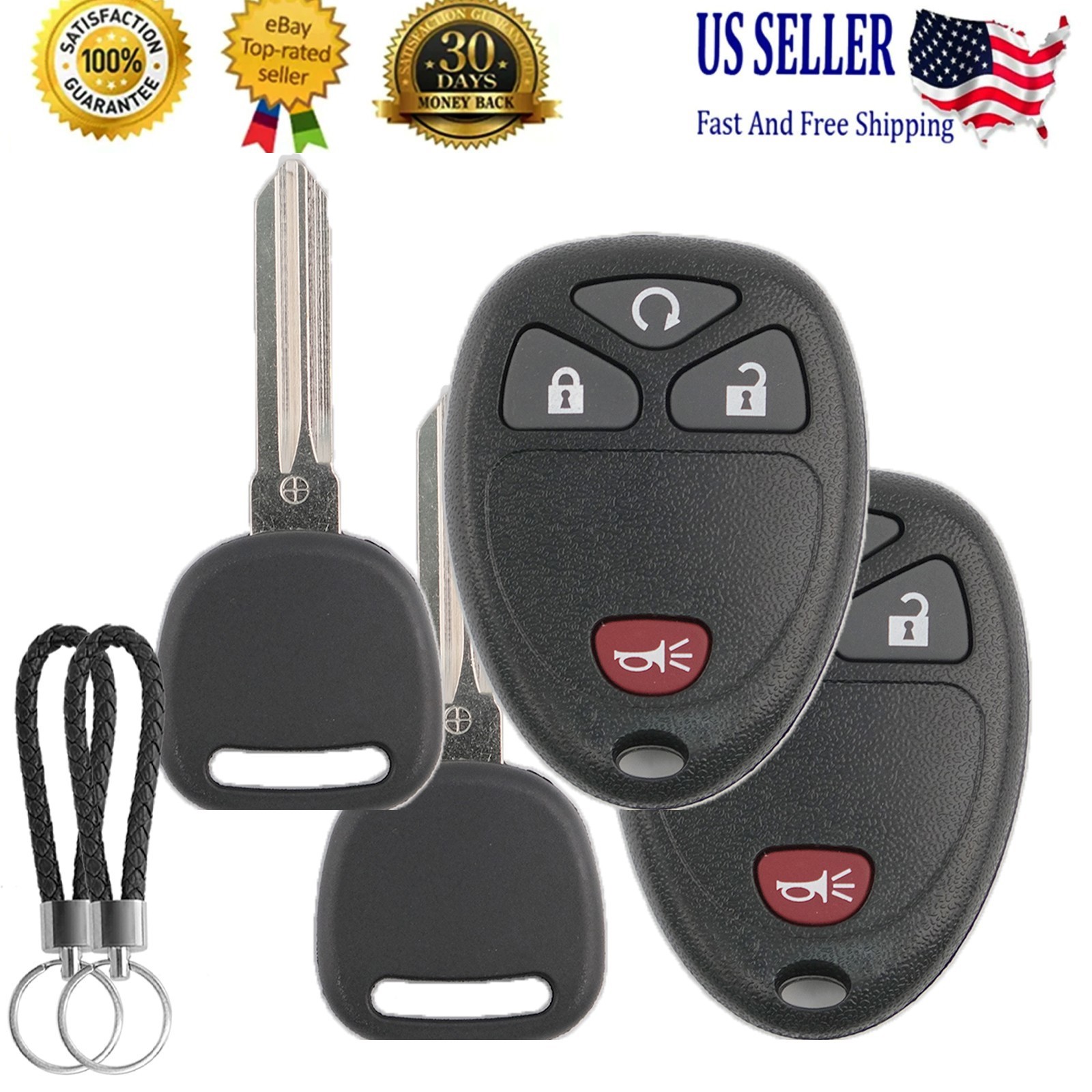 2 for 2007-2013 GMC Sierra Chevrolet Silverado 1500 2500 Remote Fob+Key OUC60270