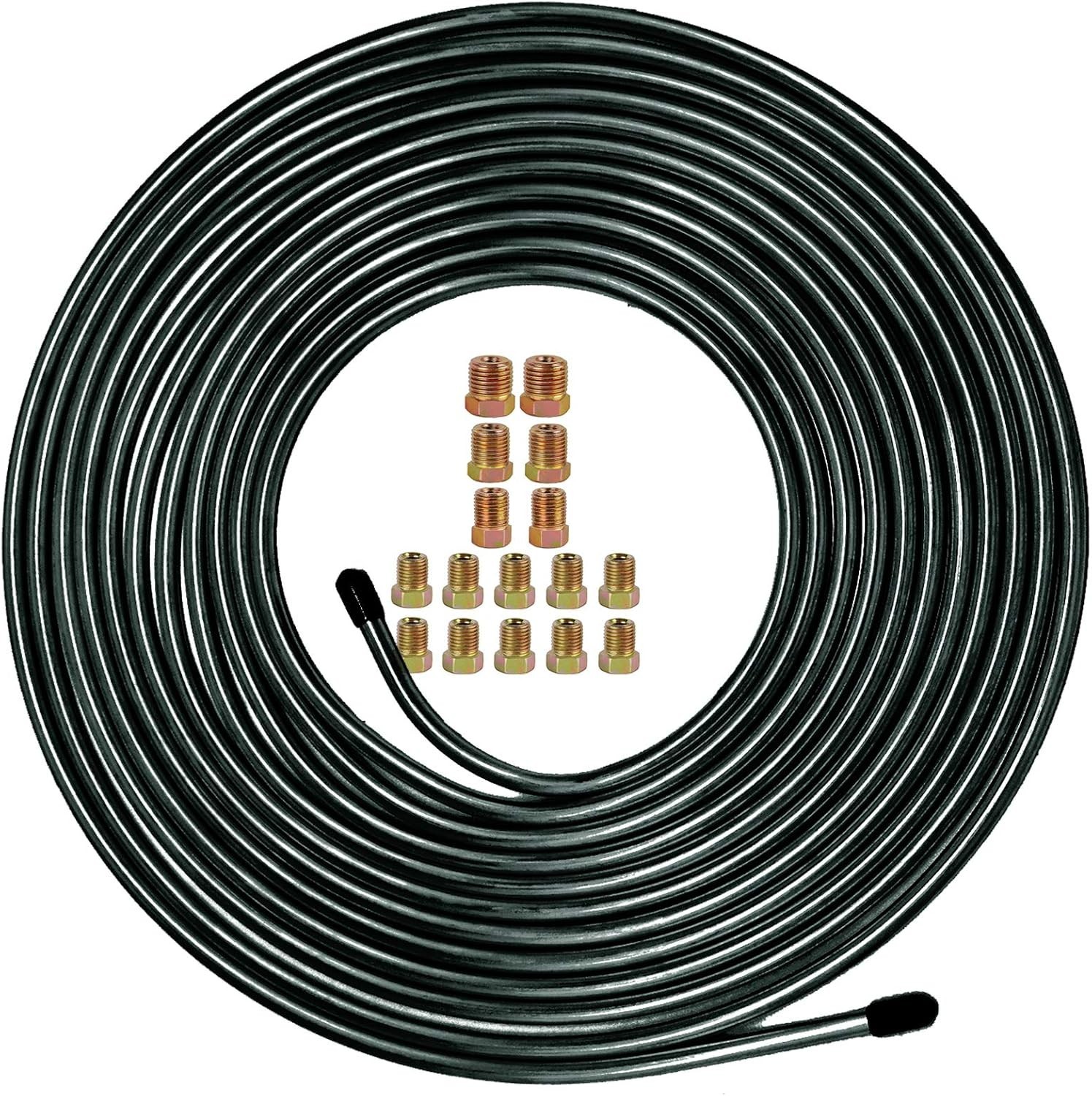 Muhize 3/16 Brake Line Tubing Kit - Upgraded 25 Ft. of Flexible Pvf-Coated Steel Muhize 3/16 Brake Line Tubing Kit - Upgraded 25 Ft. of Flexible Pvf-Coated Steel