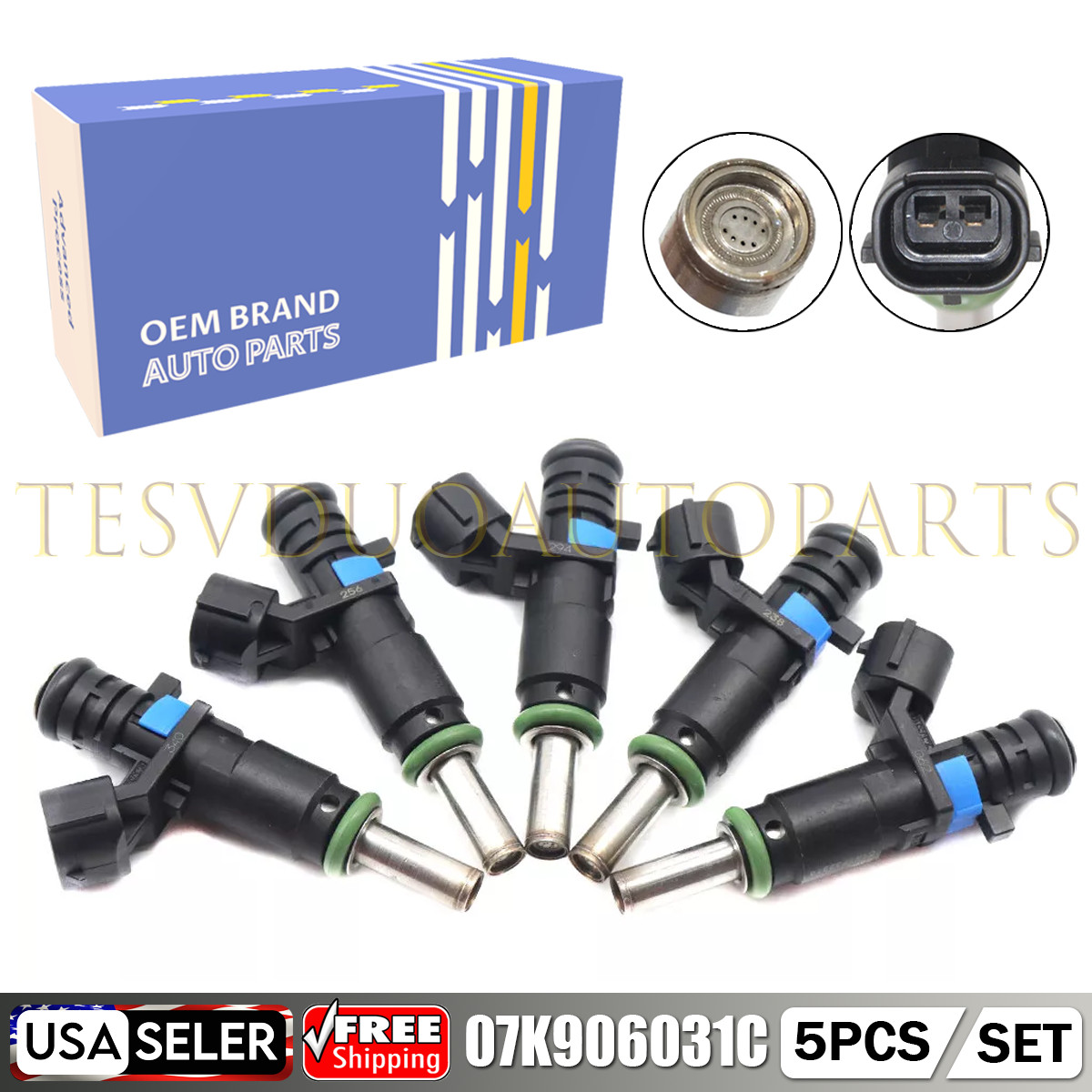 5Pcs NEW Fuel Injectors For Volkswagen 2007-2014 Jetta Beetle 2.5L 07K906031C