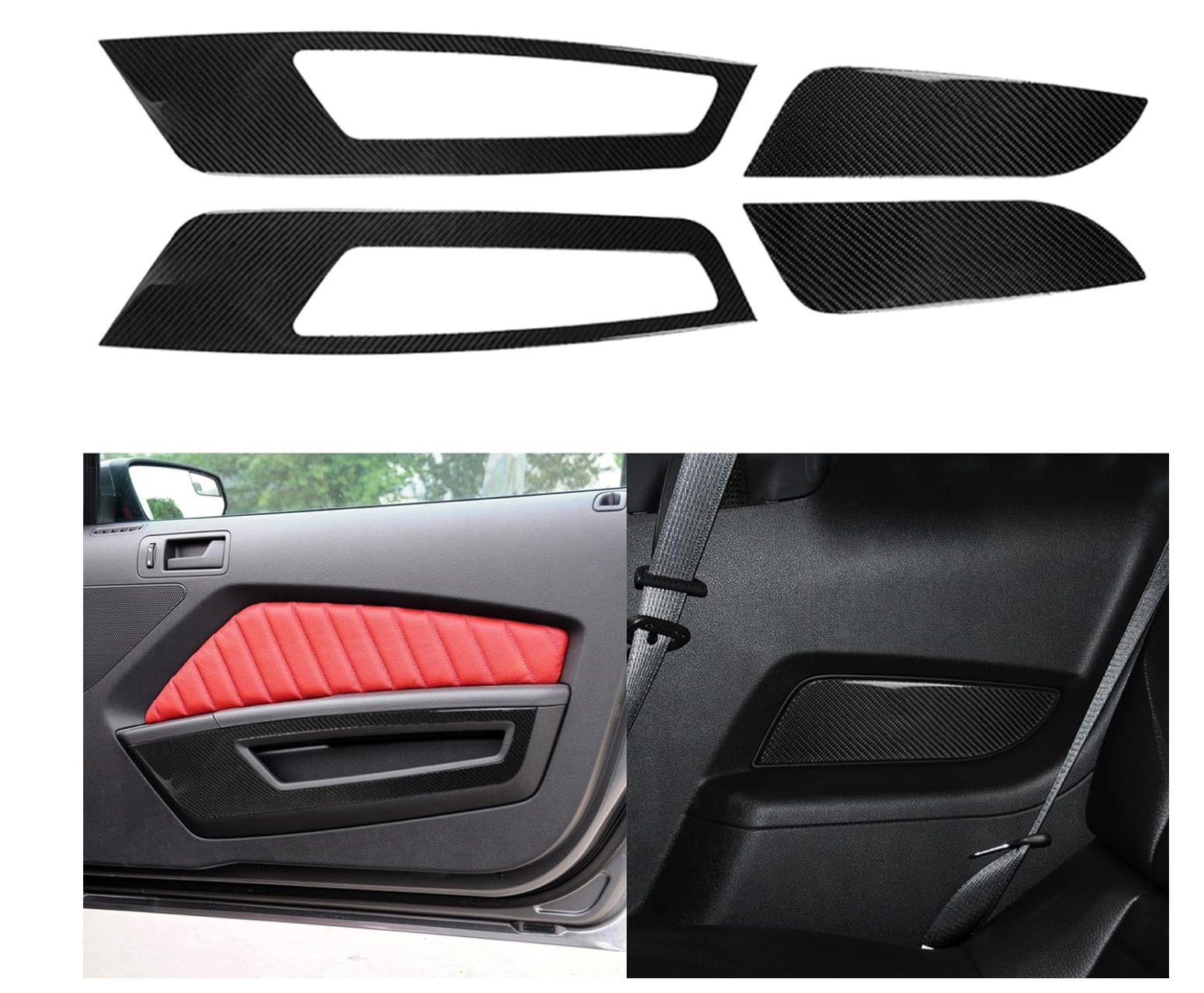 2010-2014 Mustang GT Shelby Black Carbon Fiber Door Trim Kit FM1014