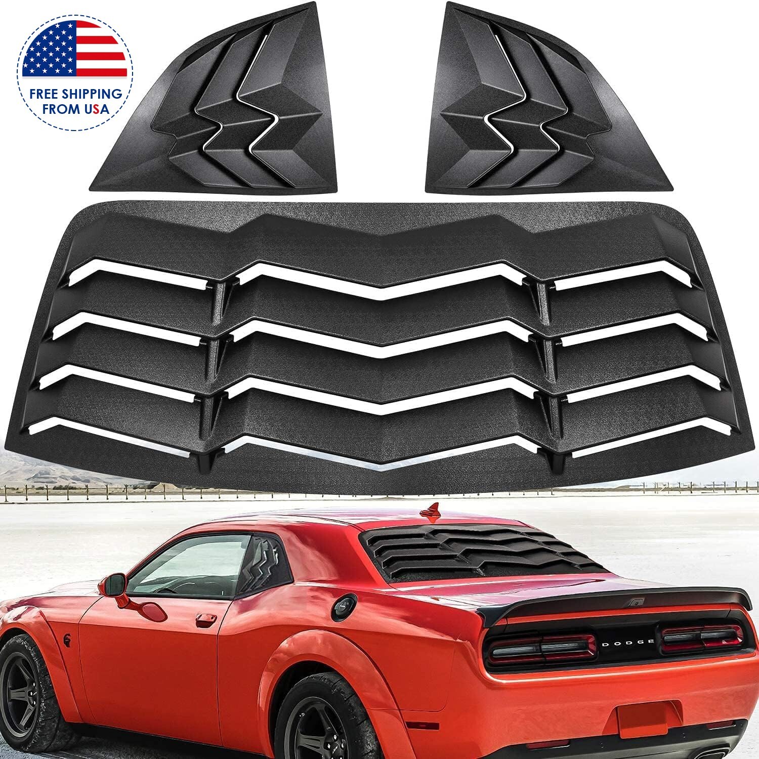 Rear & Side Window Louver Sun shade Scoop Cover for Dodge Challenger 2008-2023 Rear & Side Window Louver Sun shade Scoop Cover for Dodge Challenger 2008-2023