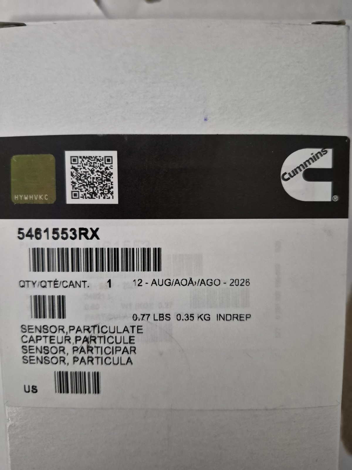 Genuine Cummins Particulate Sensor 5461553RX
