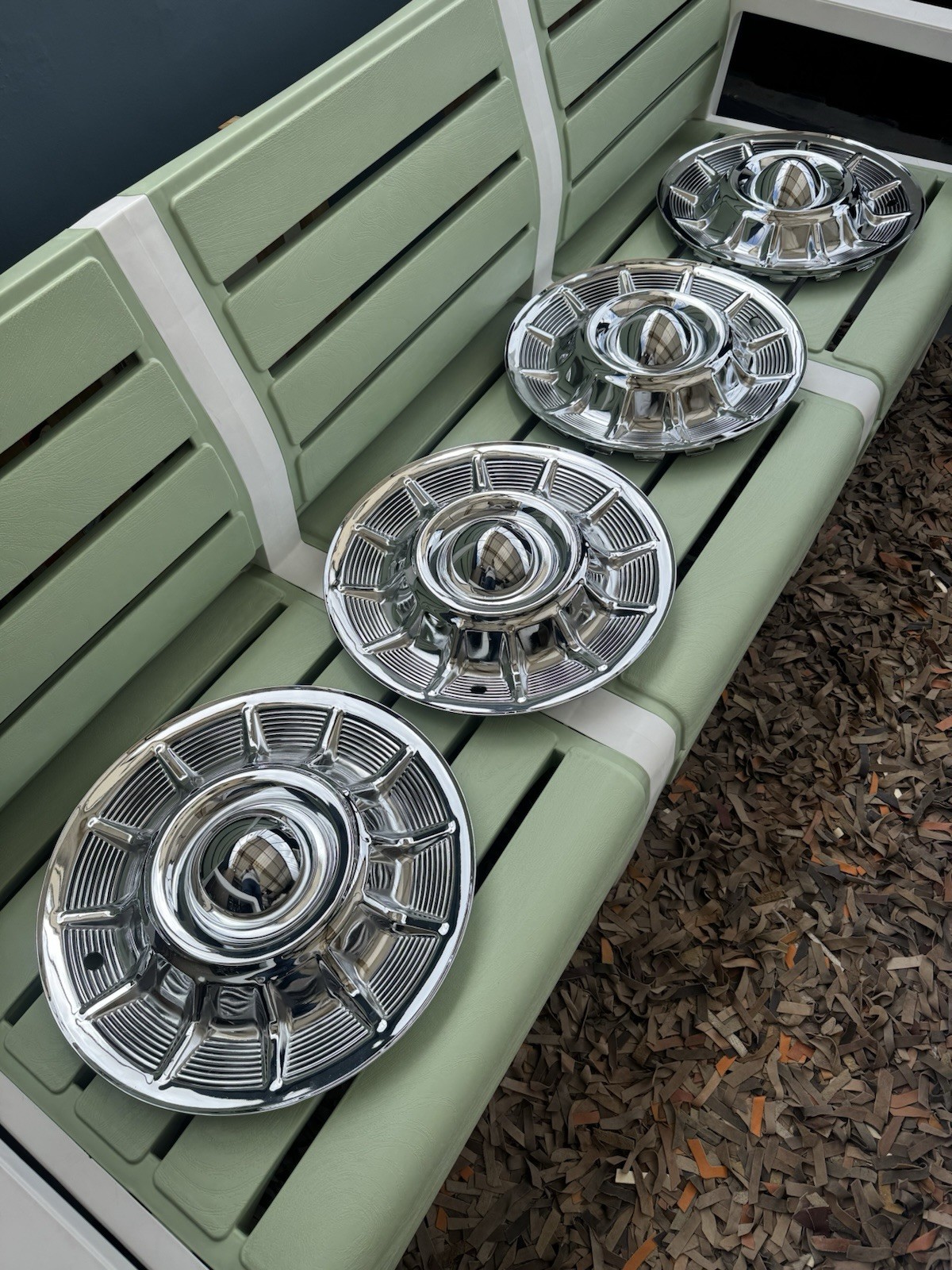 NEW NORS 1957 Cadillac Eldorado hubcaps Set center bullets OLD REPRODUCTION