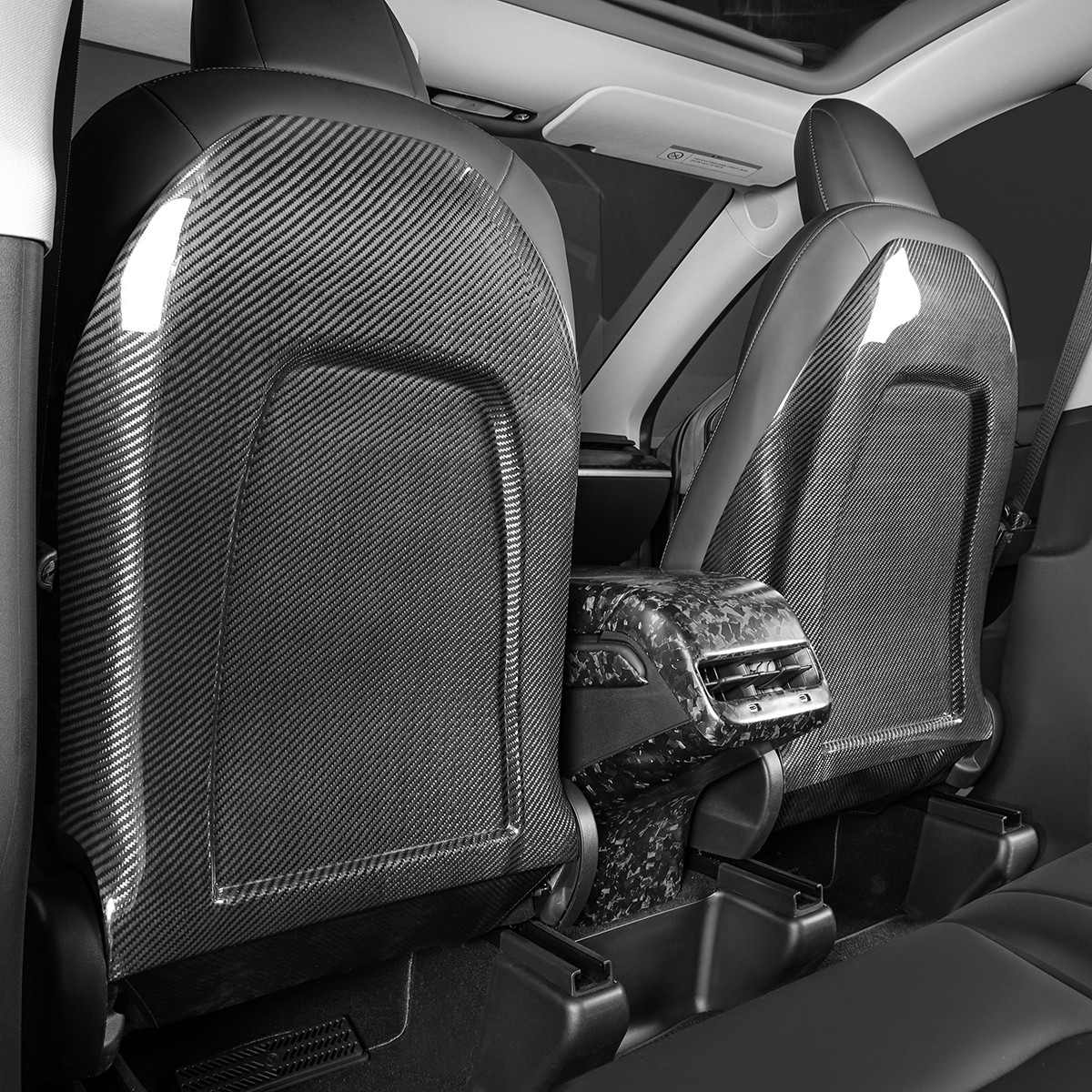 For 2017-2023 Model 3/Y Seat Back Pair Real Molded Carbon Fiber Glossy Black