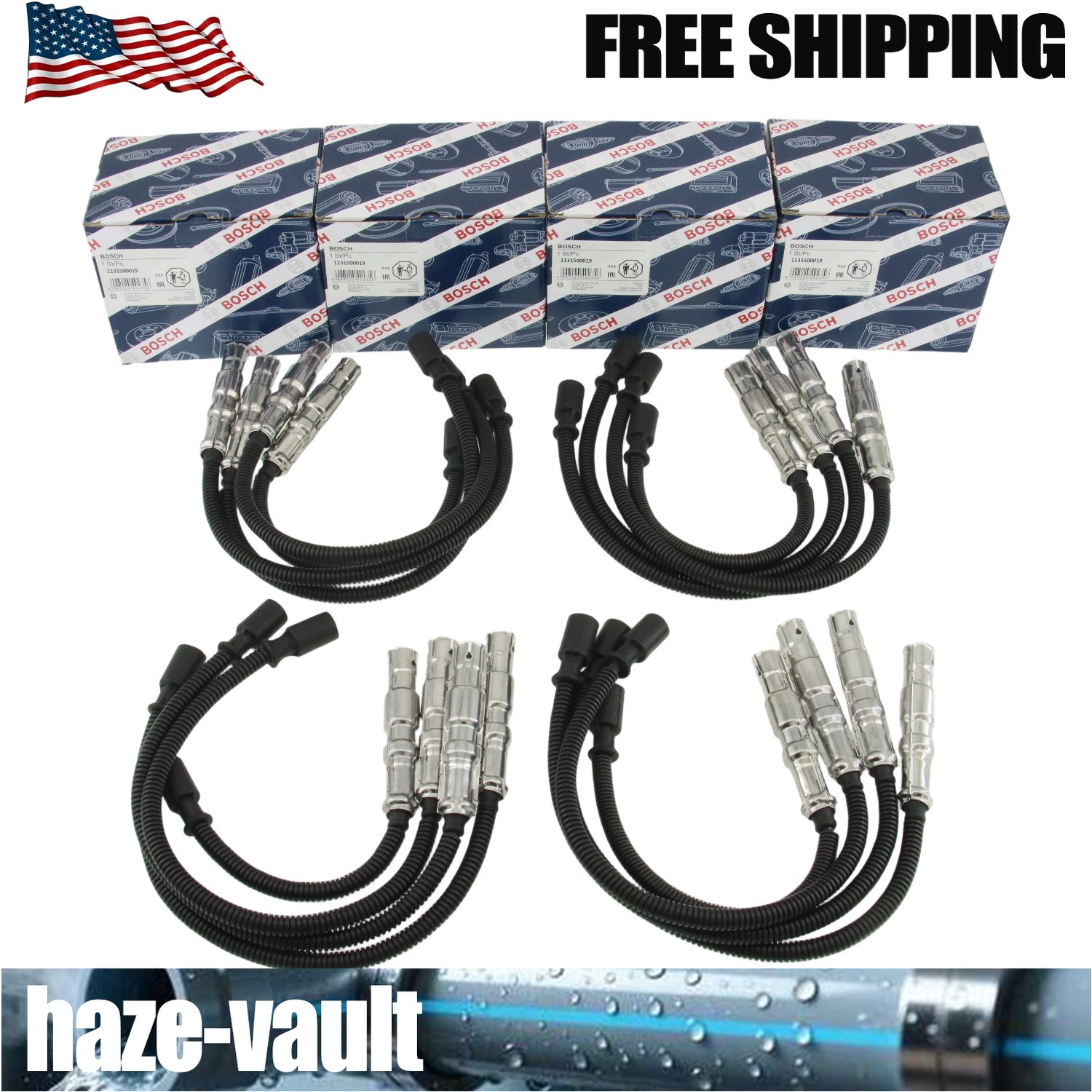 16 pcs OEM Set Spark Plug Wire for BOSCH Benz V8 8Cyl 1998-2010 09850 1131500019
