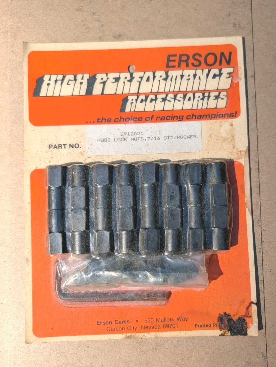 Erson E9120121 Vintage USA Posi Lock Nuts 7/16 STD Rocker Set of 16 V8 V-8 NOS