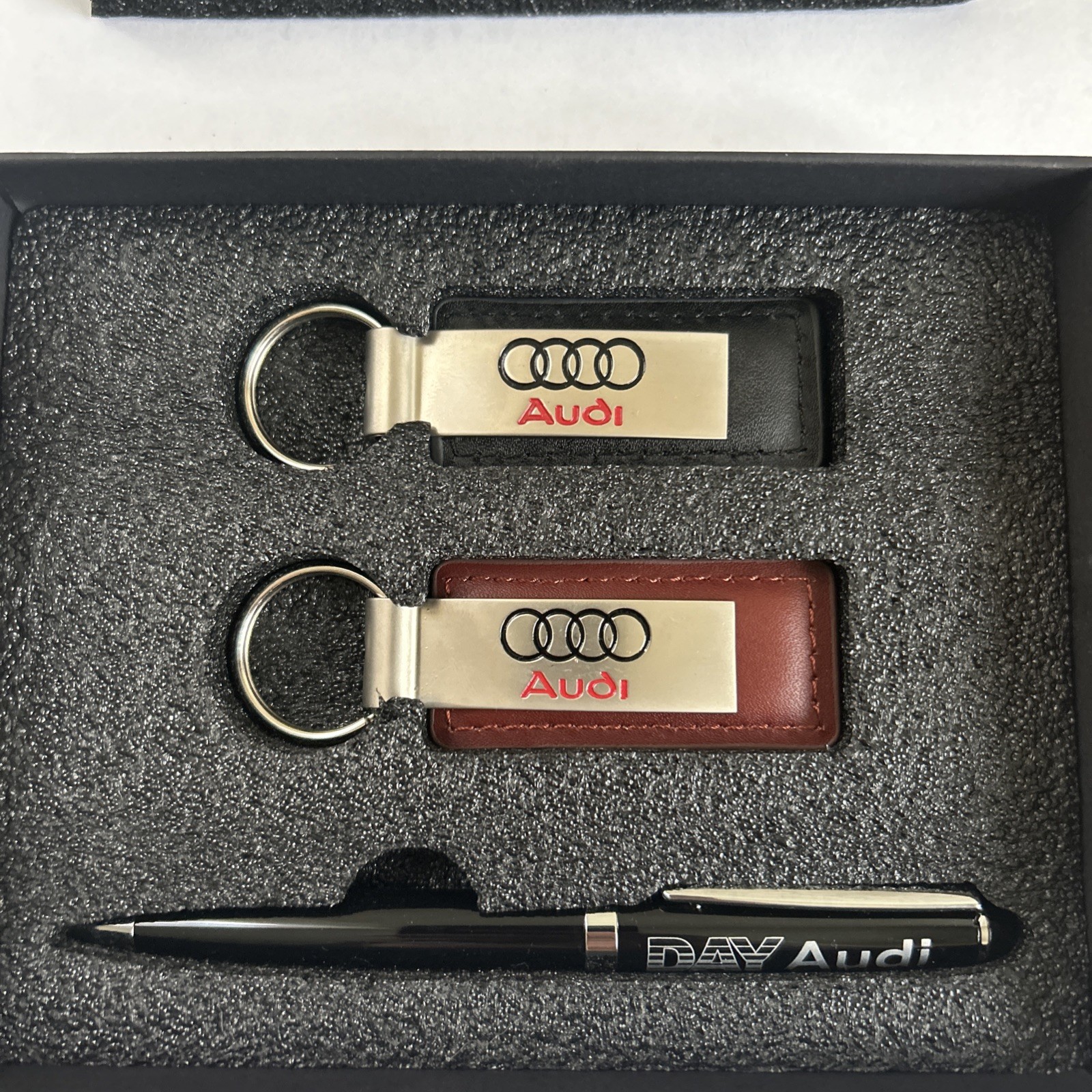 Audi Keychain (2 Keychain) New In Box with Audi Pen 