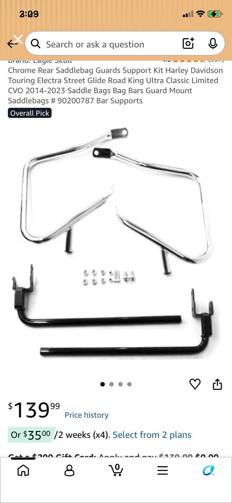 Chrome Rear Saddlebag Guards Support Kit Harley Davidson Touring Electra Stre...