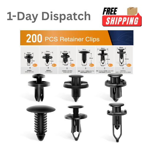 GOOACC 200PCS Plastic Fender Clips Push Bumper Fasteners 6 Sizes