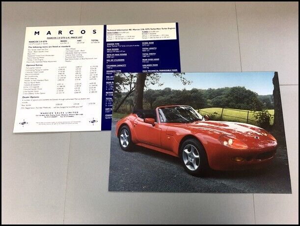1997 Marcos 2.0 GTS Original 1-page Car Brochure Leaflet Card - Turbo