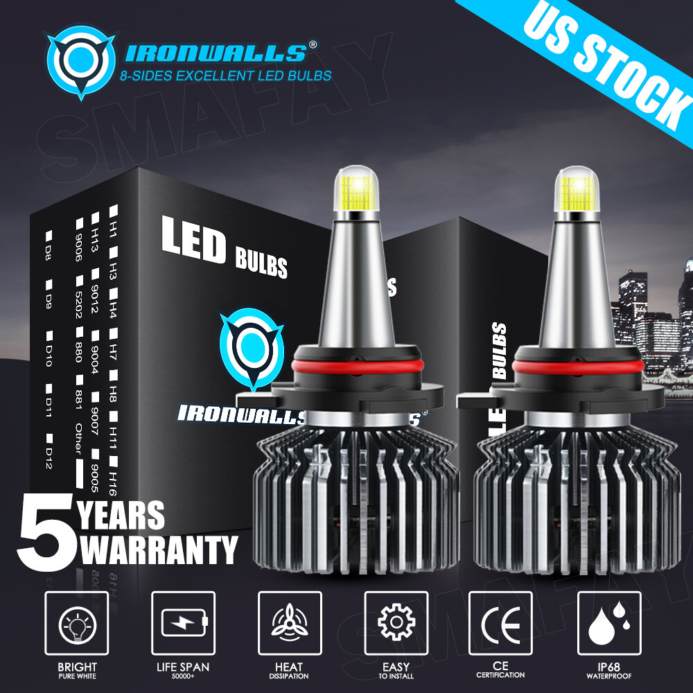 8-Sides HB3 9005 LED Headlight Super Bright Bulbs Kit White 6500K High Beam 2026