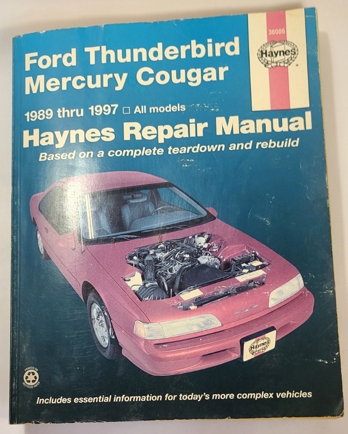 haynes manual ford thunderbird mercury cougar 1989 1997 36006 all models vtg  