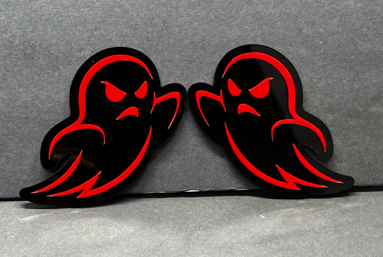 Halloween Ghost Car Emblem Badge, Custom Acrylic Car Fender/Trunk Decoration 2PC
