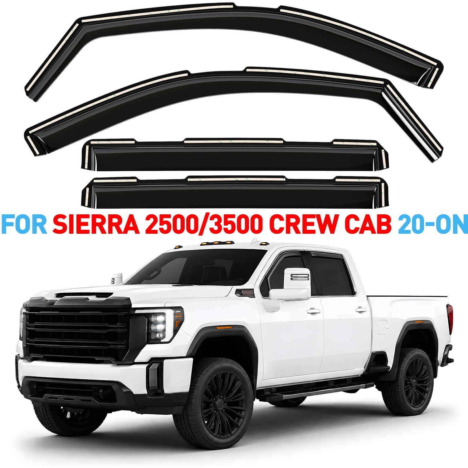 Rain Guards Vent Visors Shade for 20-27 GMC Sierra 2500HD/3500HD Crew Cab Rain Guards Vent Visors Shade for 20-27 GMC Sierra 2500HD/3500HD Crew Cab