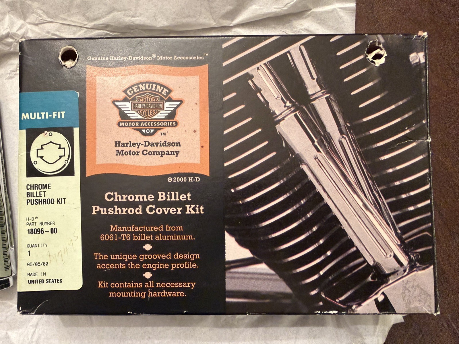 18096-00 Harley-Davidson Chrome Billet Pushrod Cover Kit 18096-00 Harley-Davidson Chrome Billet Pushrod Cover Kit
