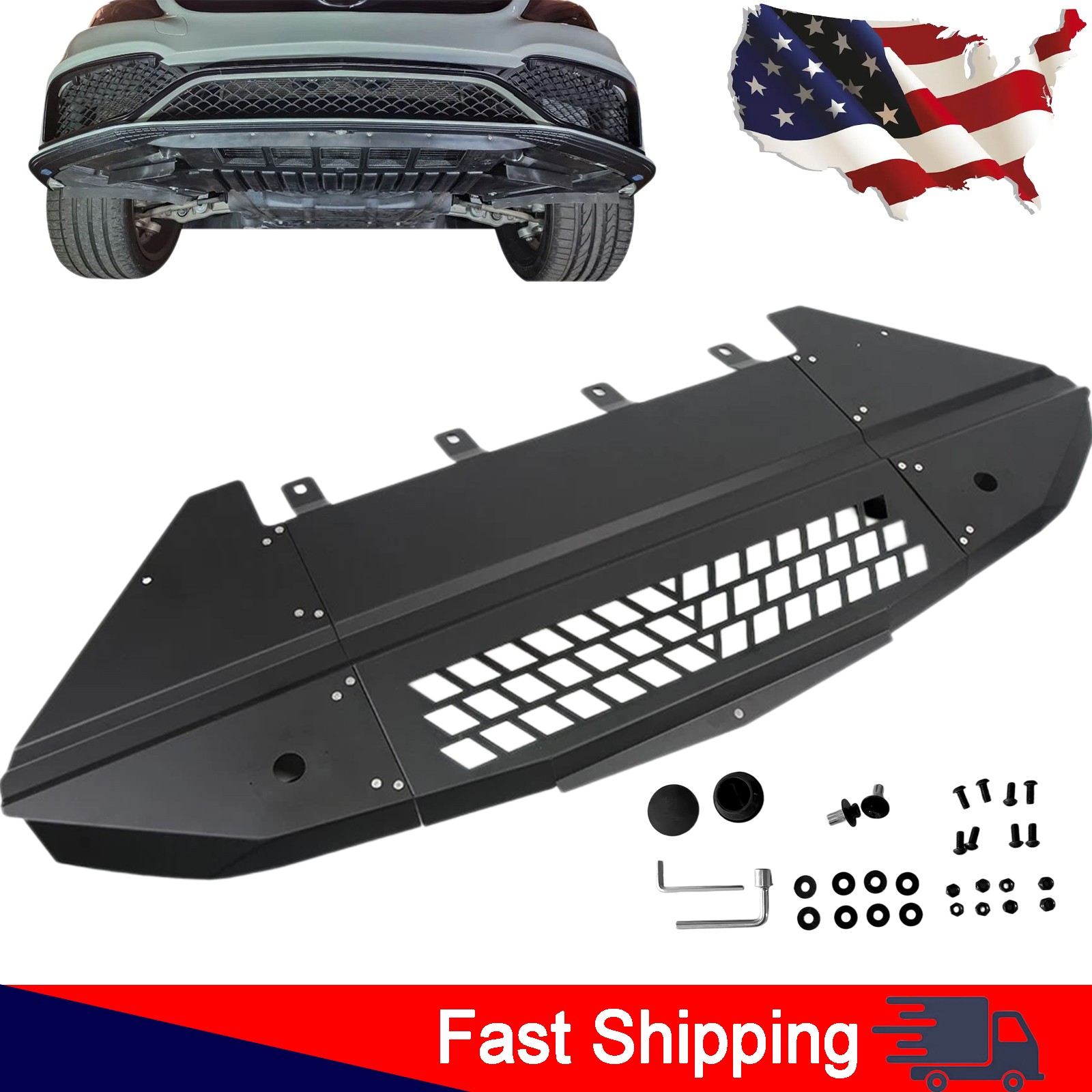 For Benz C63 GLC63 AMG 2015+ KD4036BK-S Oil Cooler Skid Plate Underhood Shield