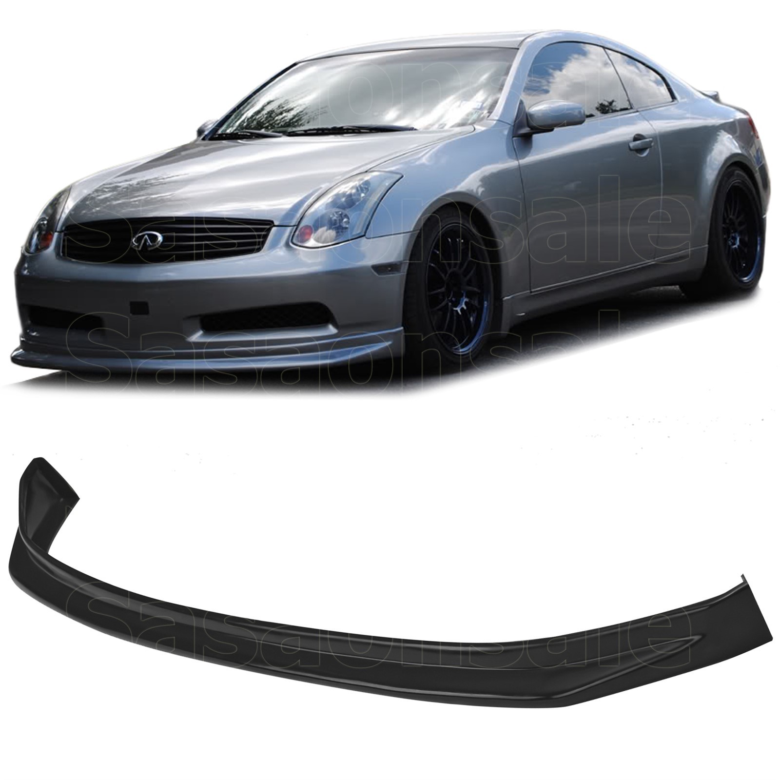 Fits 03-06 Infiniti G35 Coupe 2dr Base Front Bumper Lip Splitter, N1 PU Black