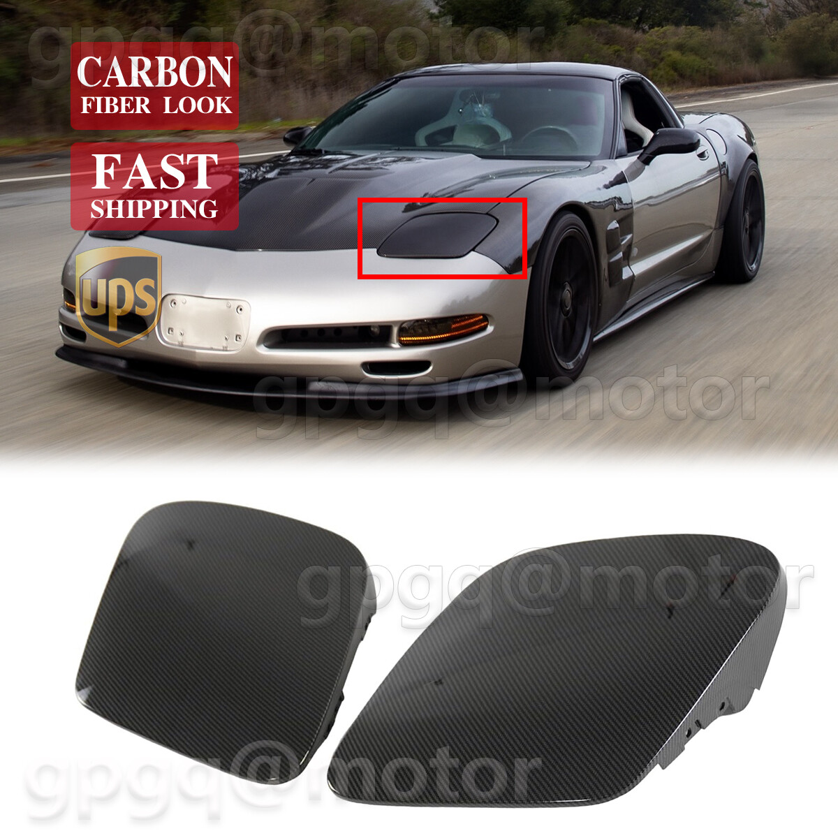 For Corvette C5 1997-2004 Carbon Fiber Front Headlight Cover Beezls Replacement For Corvette C5 1997-2004 Carbon Fiber Front Headlight Cover Beezls Replacement