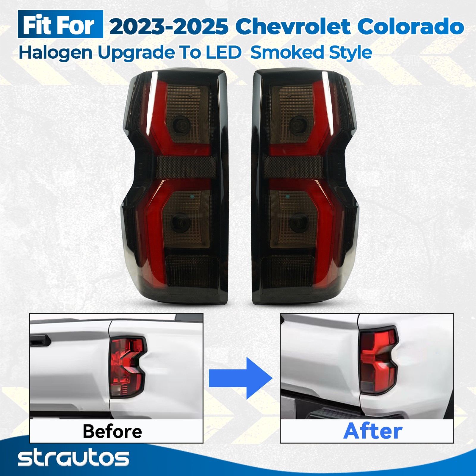 Halogen Upgrade LED For 2023-2026 Chevy Colorado Taillamp Smoked Left+Right Pair