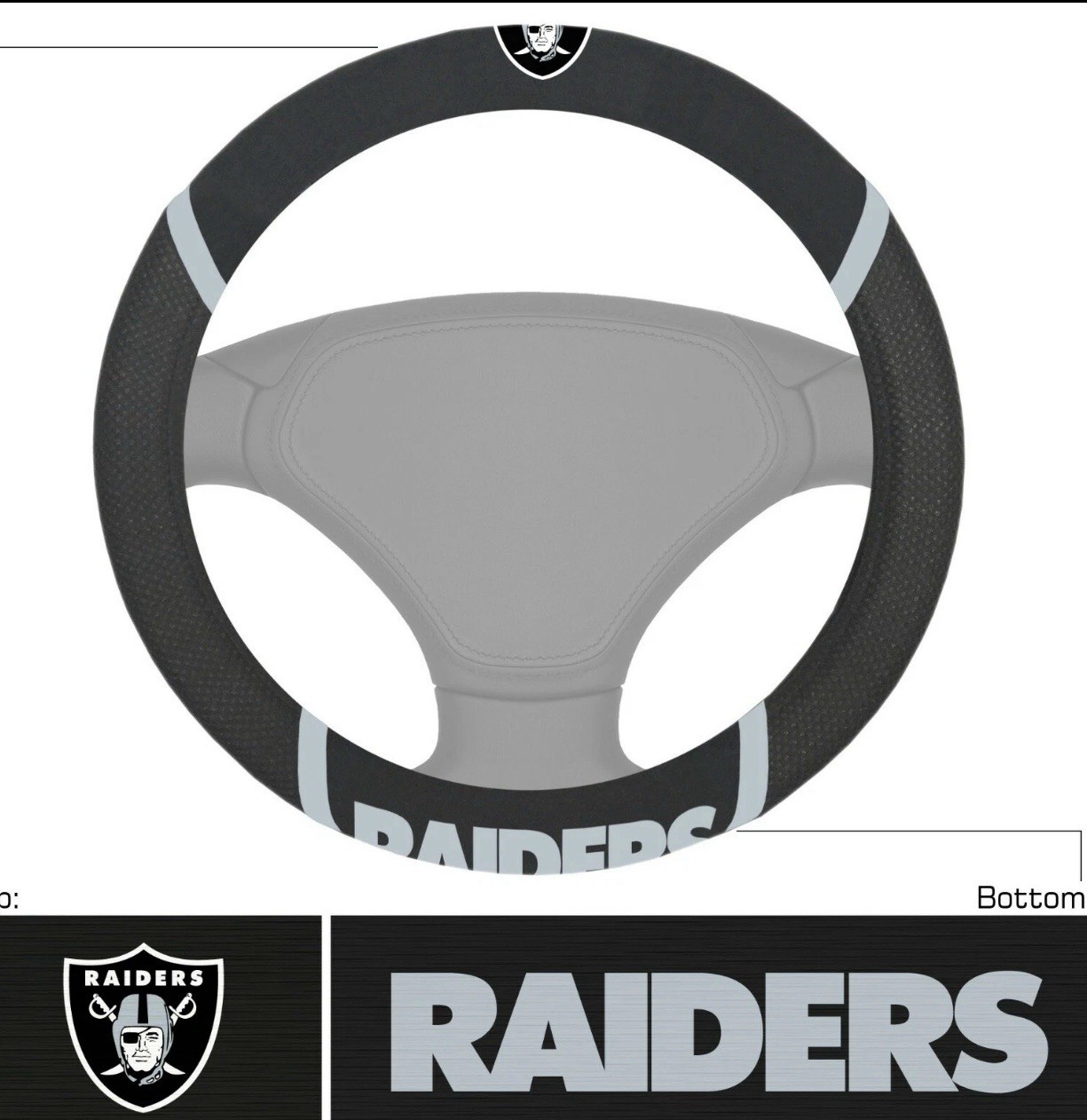 Fanmats 15034 Las Vegas Raiders Embroidered Steering Wheel Cover