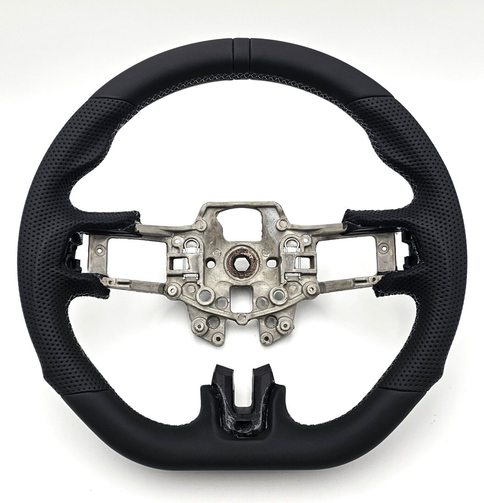 REVESOL Black Leather W/ Black Ring Steering Wheel for 2015-2017 FORD MUSTANG
