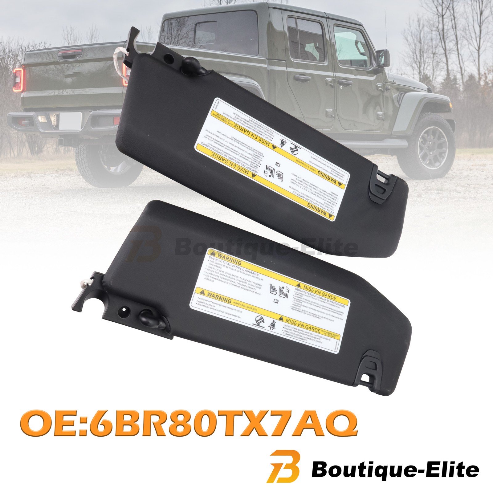 NEW 6BR80TX7AQ Pair Sun Visor W/Light For Jeep 18-23 Wrangler 20-23 Gladiator US