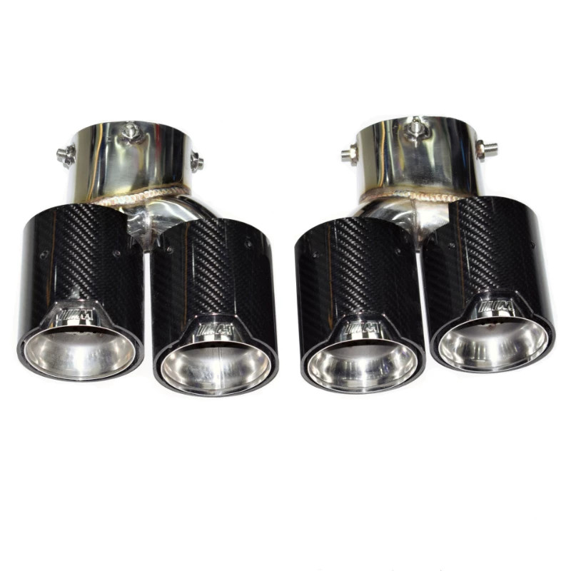 2pcs Carbon/Silver Exhaust Tips for 2019-2026 BMW G20 M340i M440i M240i L+R