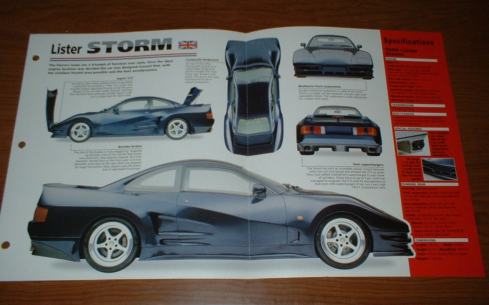 1999 LISTER STORM ORIGINAL IMP BROCHURE SPECS INFO 99 V12 98 93
