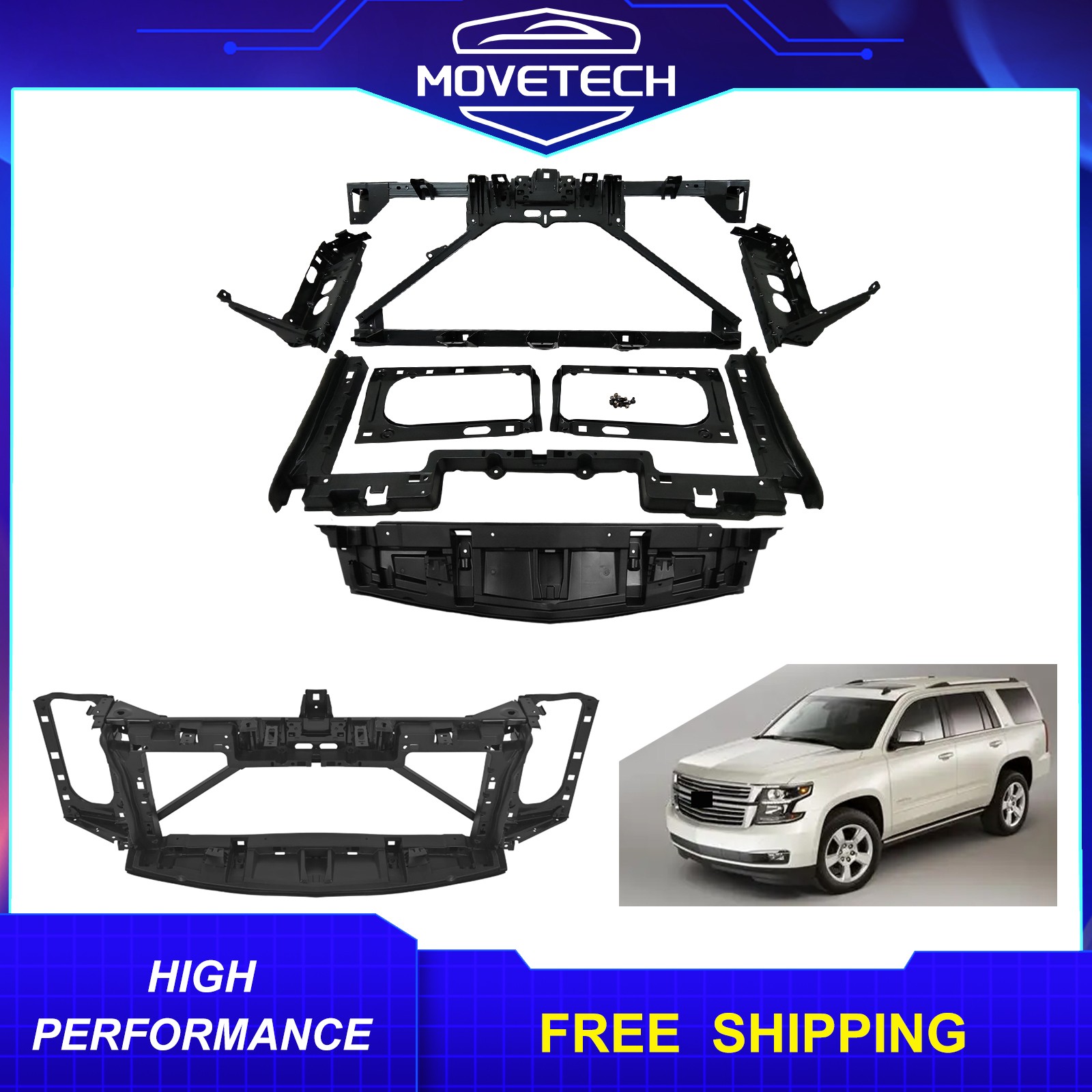 New Header Panel Radiator Grill Support Black For 2015-2020 Chevy Suburban Tahoe