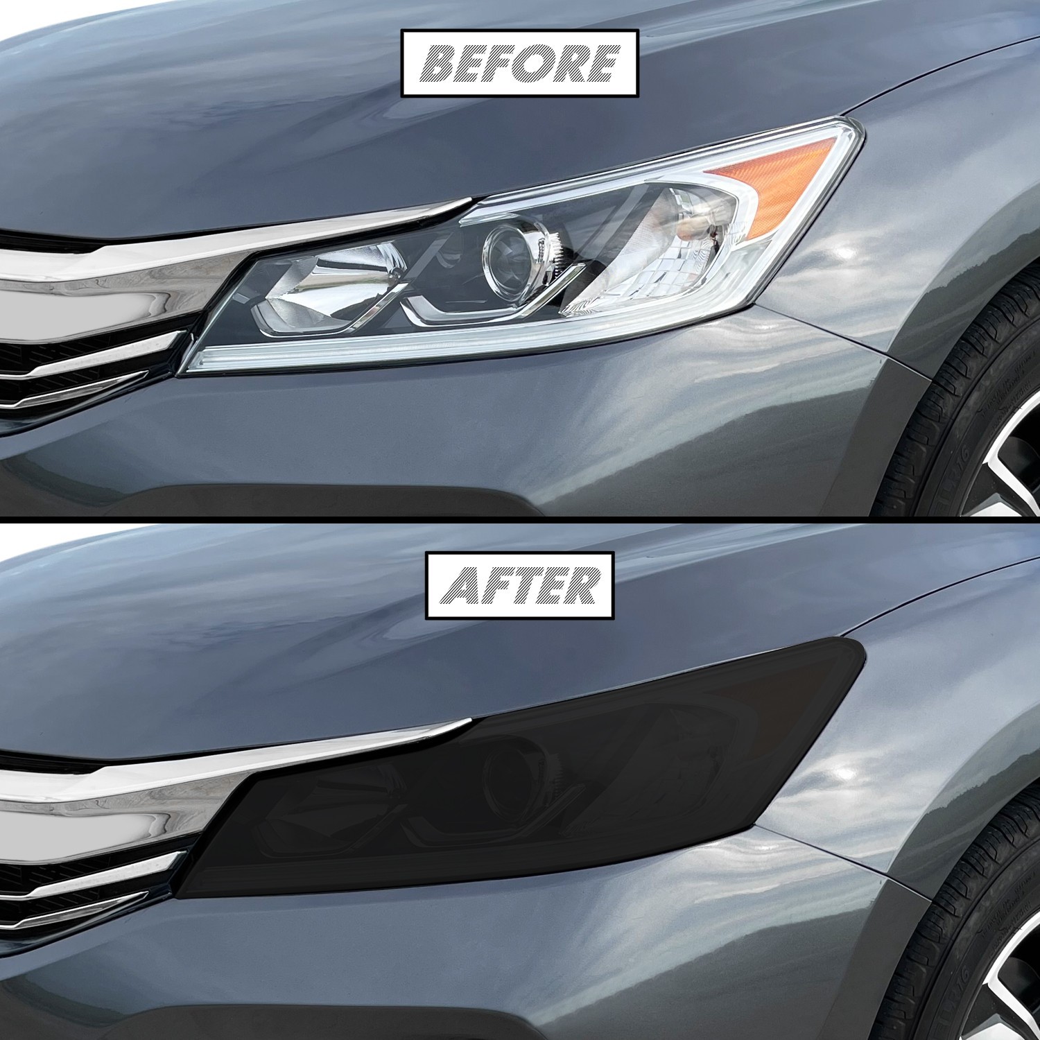 FOR 16-17 Honda Accord Sedan Headlight SMOKE Precut Vinyl Tint Overlays
