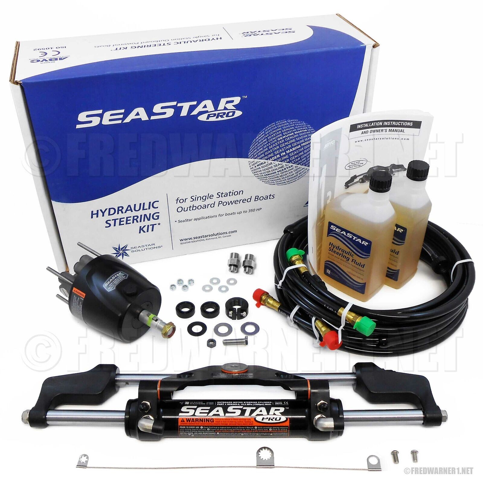 SeaStar Pro HK7500A-3 Hydraulic Steering Kit w/ 18ft Hose HO5718 Outboard Boat
