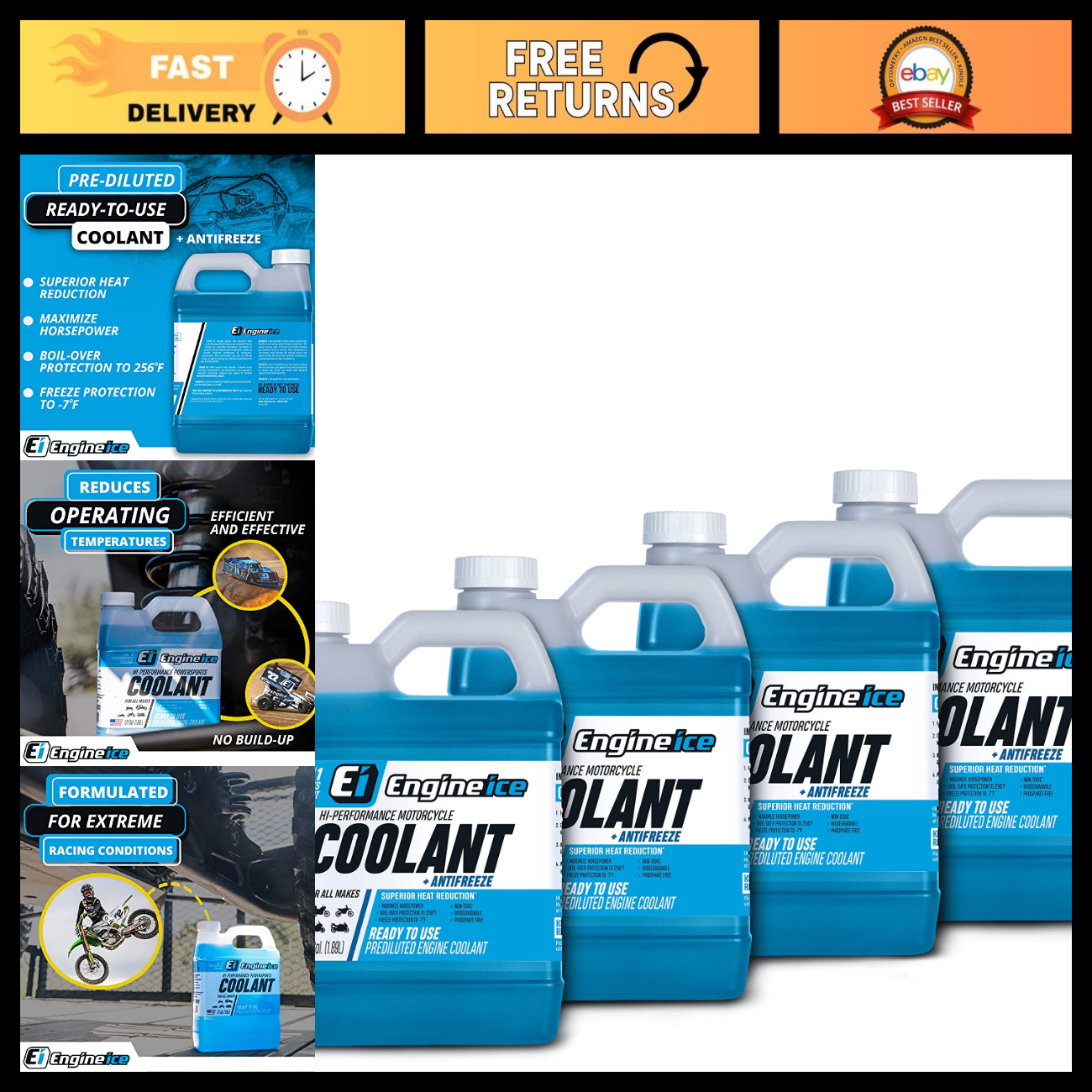 High Performance Engine Coolant - Case of 4, Anti-Freeze, Racing, 32oz Bottles