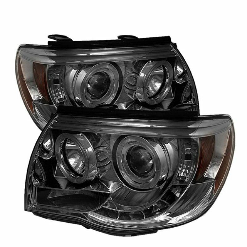 Spyder For Toyota Tacoma 05-11 Projector Headlights LED Halo Smoke High H1 Low