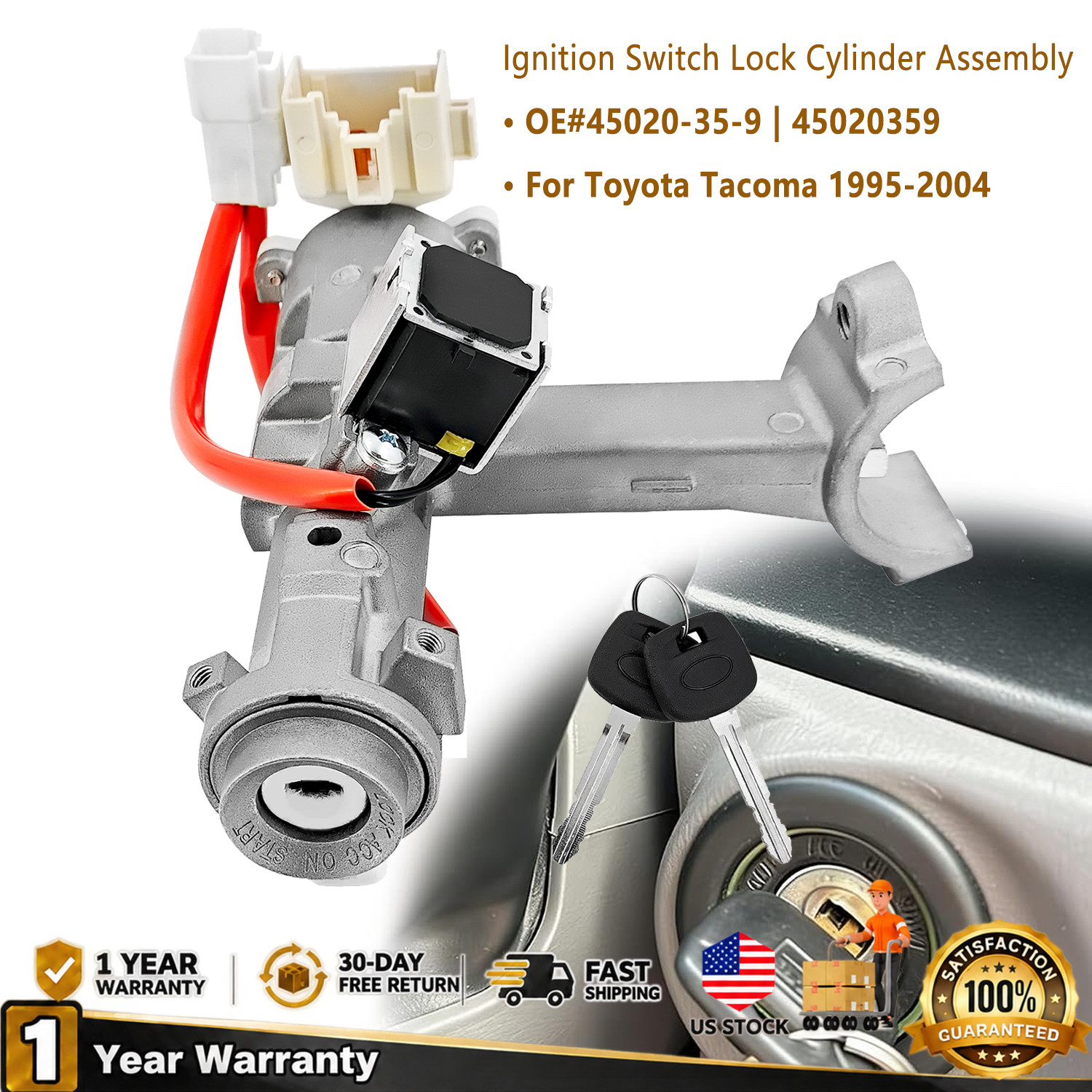 45020359 For 1995-2004 TOYOTA TACOMA IGNITION LOCK CYLINDER ASSEMBLY SWITCH KEYS