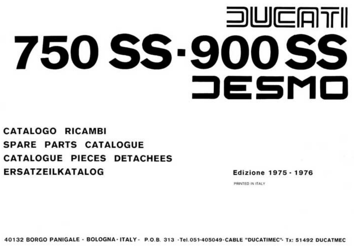 1975-1976 Ducati 750 900 SS Desmo Parts Manual PDF File on USB 74 pages English 1975-1976 Ducati 750 900 SS Desmo Parts Manual PDF File on USB 74 pages English