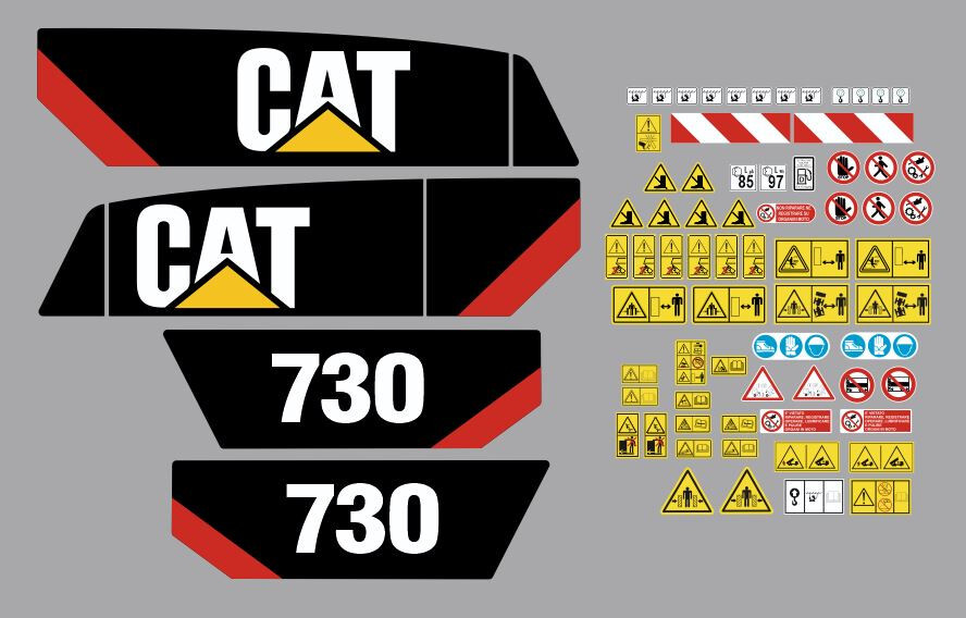 Compatible Decals For CATERPILLAR 730 Complete Adhesive Kit Compatible Decals For CATERPILLAR 730 Complete Adhesive Kit