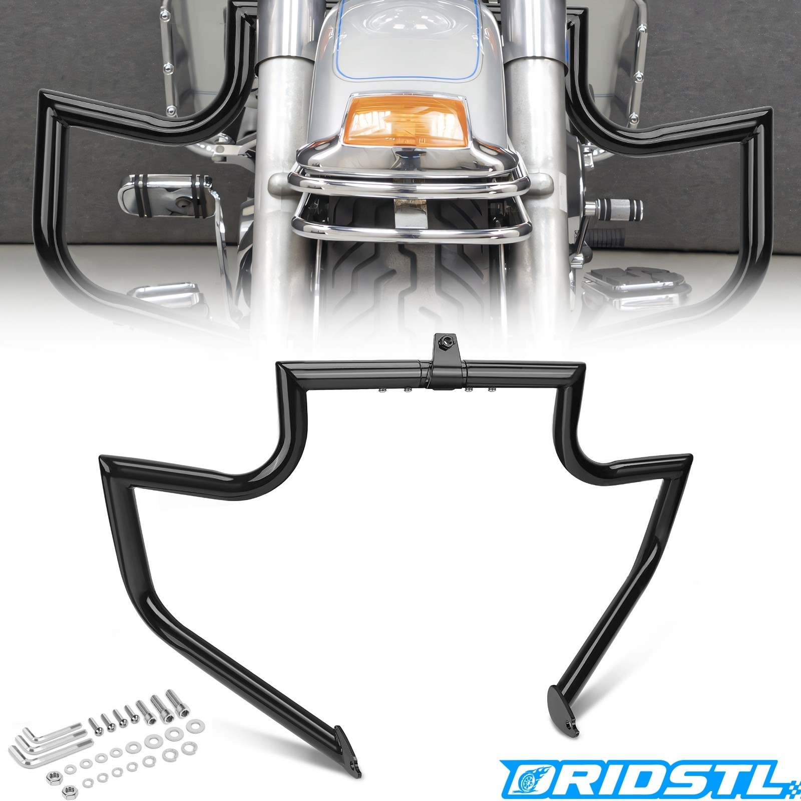 Black Highway Engine Guard Crash Bar for Harley Touring Street Glide FLHR 97-08