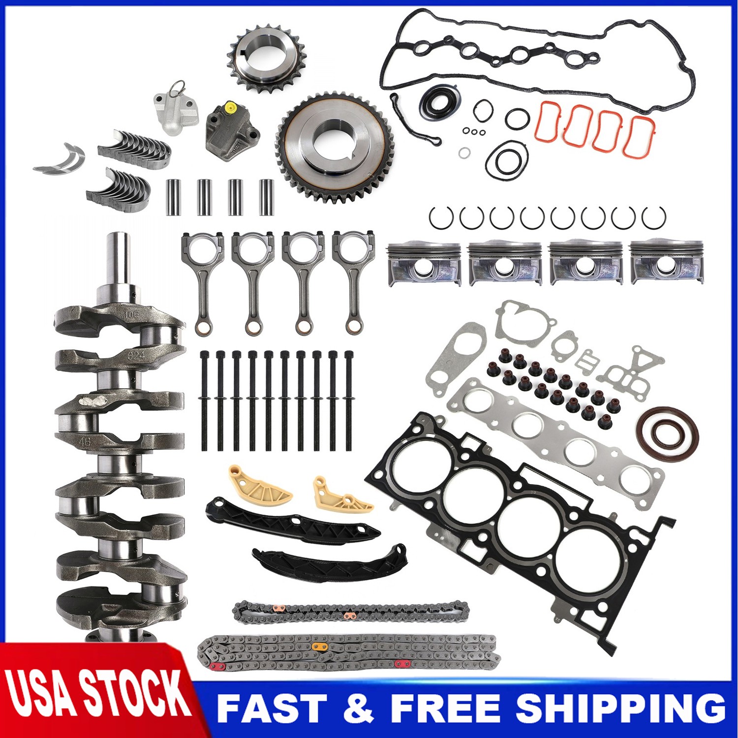 NEW G4KJ Engine Rebuild Overhaul Kit Crankshaft Con Rods Fit 2.4L HYUNDAI KIA US