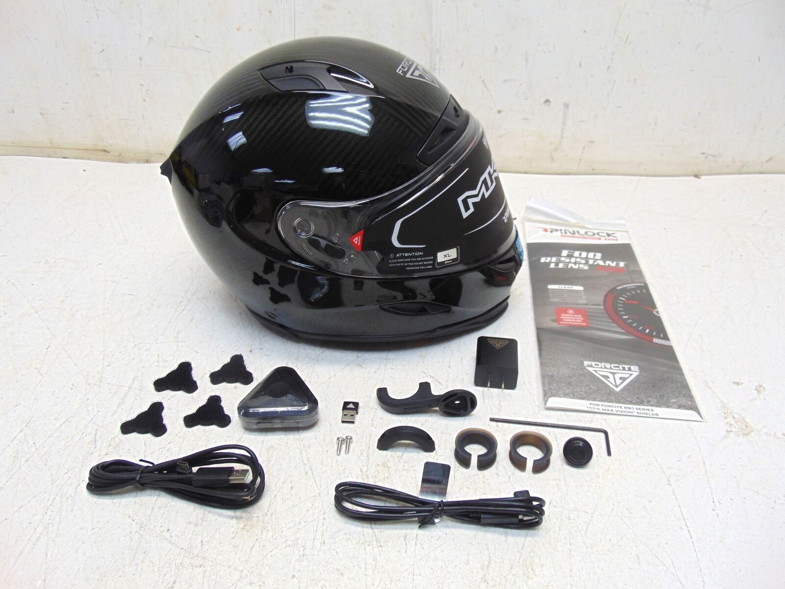 Forcite Helmet Systems MK1S Carbon Motorcycle Helmet Gloss Black Extra Large