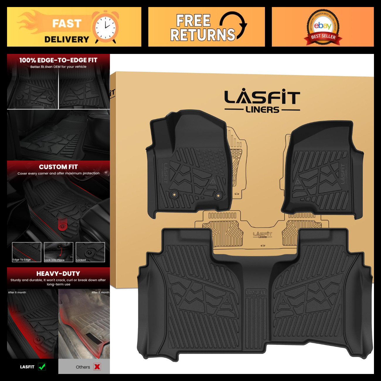 Custom Fit Floor Mats for Chevy Silverado GMC Sierra 1500 2019-2026, All-Weather