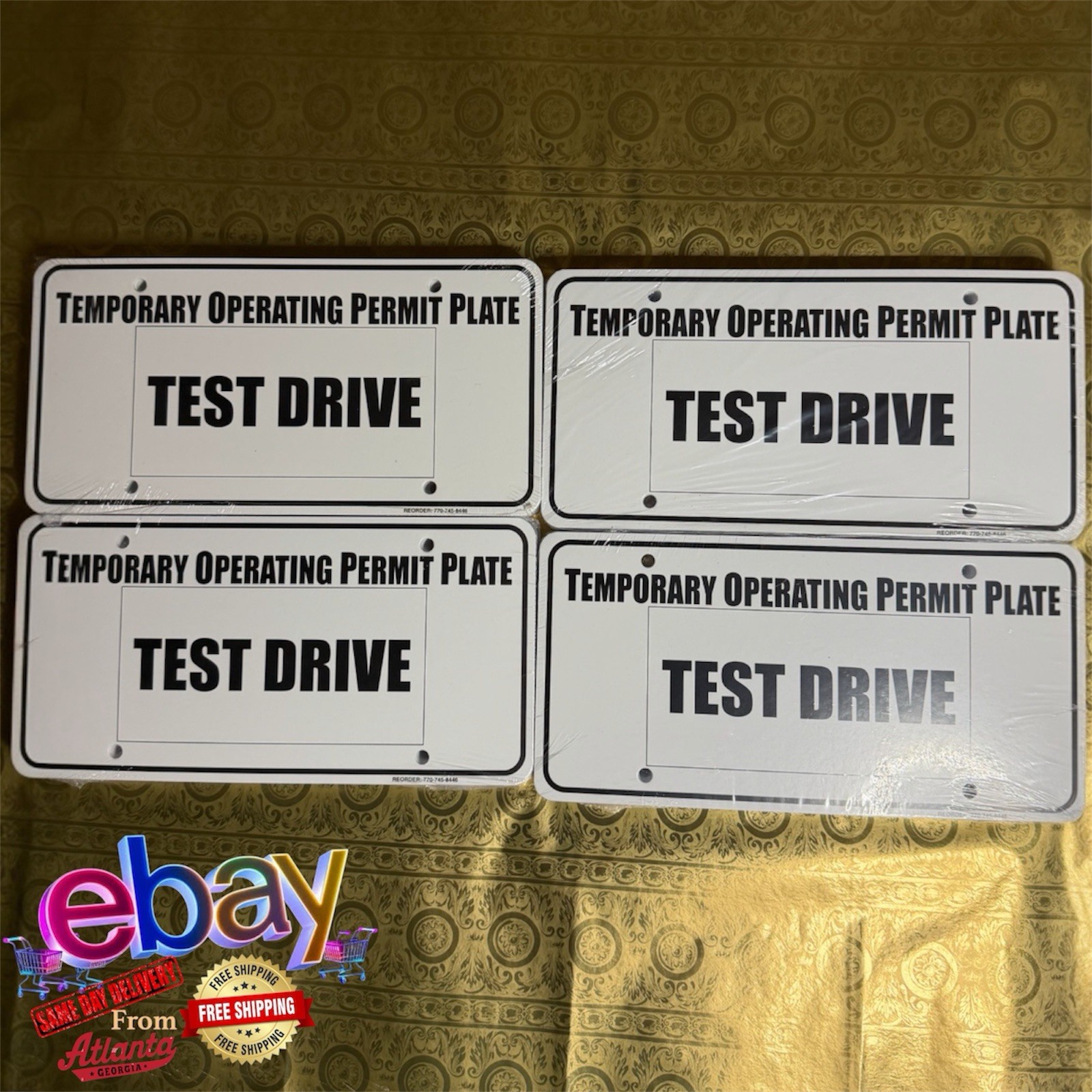 4 Temporary Auto Test Drive Plate – Dealer Use Sign