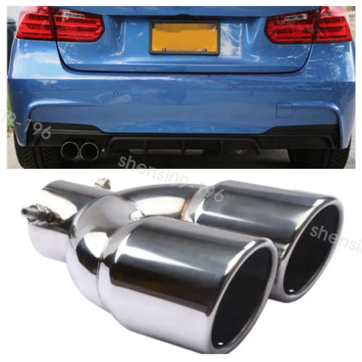 Rear Car Dual Exhaust Muffler Tip Tail Pipe Steel For BMW 3 SERIES F30 F31 2012-