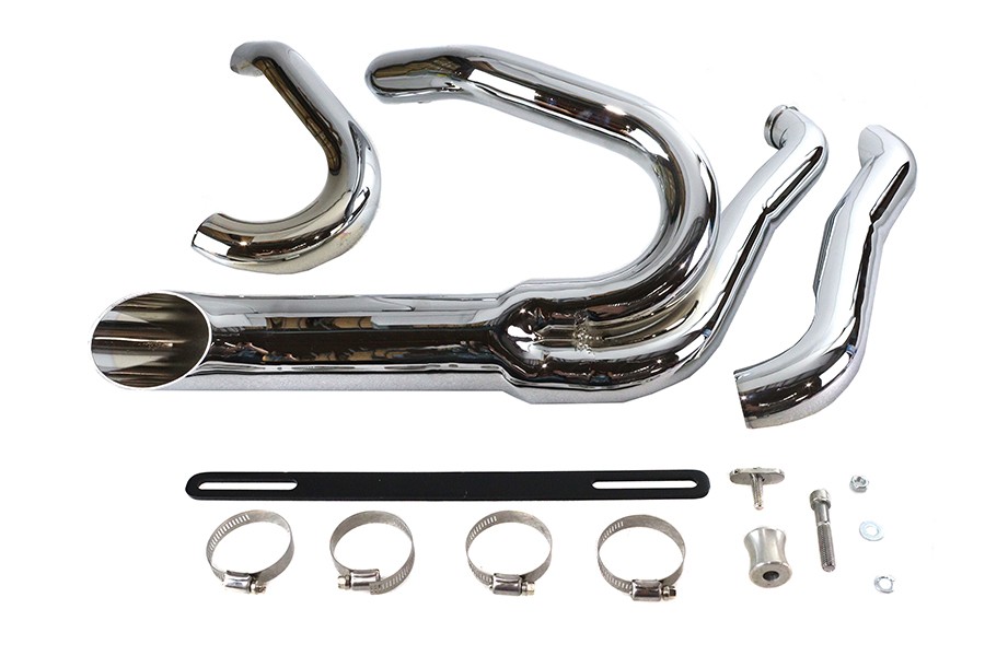 Chrome Wyatt Gatling 2 into 1 Exhaust Pipe Header Kit for Harley-Davidson