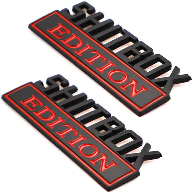 2Pcs 3D SHITBOX EDITION Emblem Decal Badge Stickers For Universal Car Black+Red