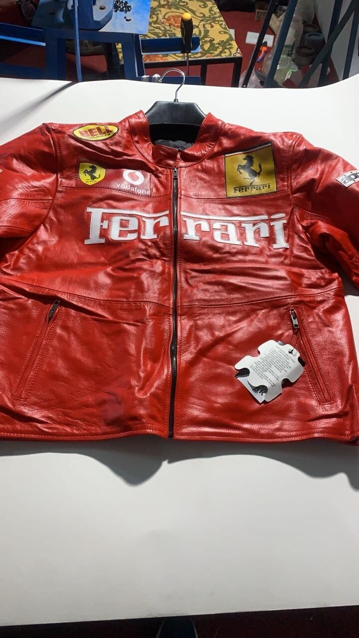 Ferrari Motorbike Leather Jacket Vintage Cowhide Leather Jacket