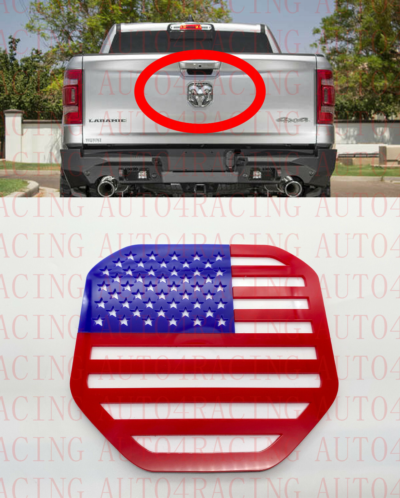 2019-22 AMERICAN FLAG FITS 2019-2021 Ram 1500 2500 Tailgate Color Emblem 2019-22 AMERICAN FLAG FITS 2019-2021 Ram 1500 2500 Tailgate Color Emblem