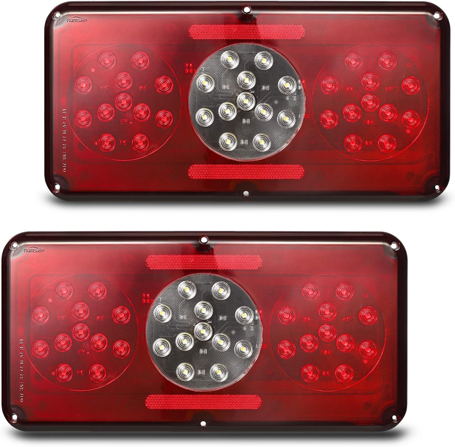 Partsam 2Pcs Rectangle LED Trailer Camper RV Triple Tail Lights