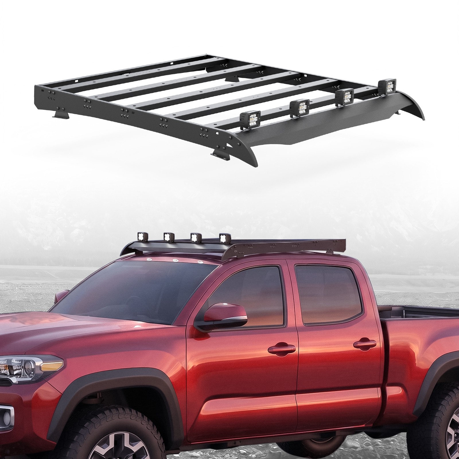 330LBS Roof Rack Cargo Luggage Carrier For 05-23 Toyota Tacoma Double Cab Steel