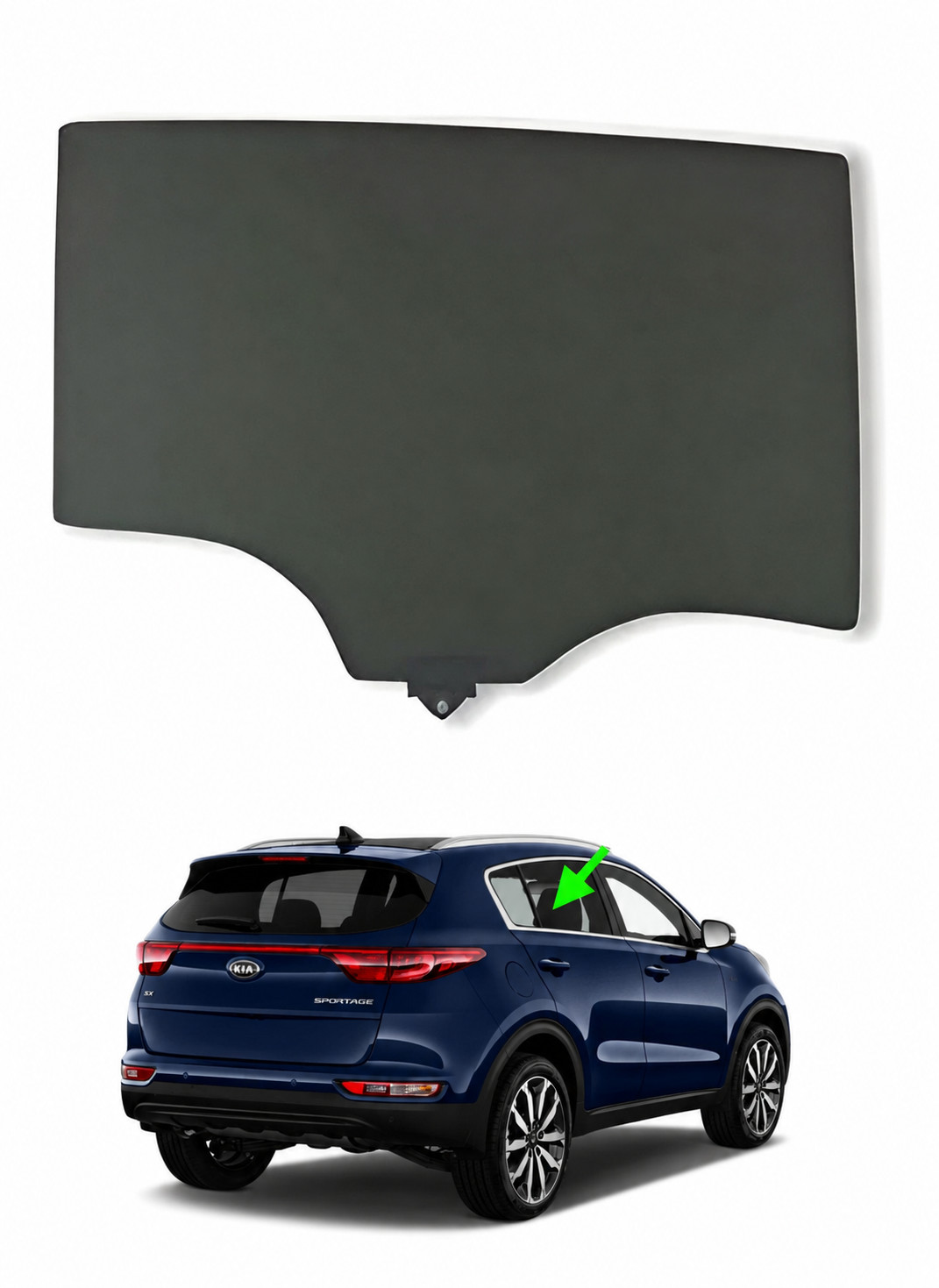 Fits 2016-2022 Kia Sportage Passenger Side Right Rear Door Window Glass Tinted